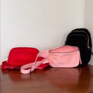 Universal Thread Vibrant Red, Soft Pink, and Classic Black Backpack Set